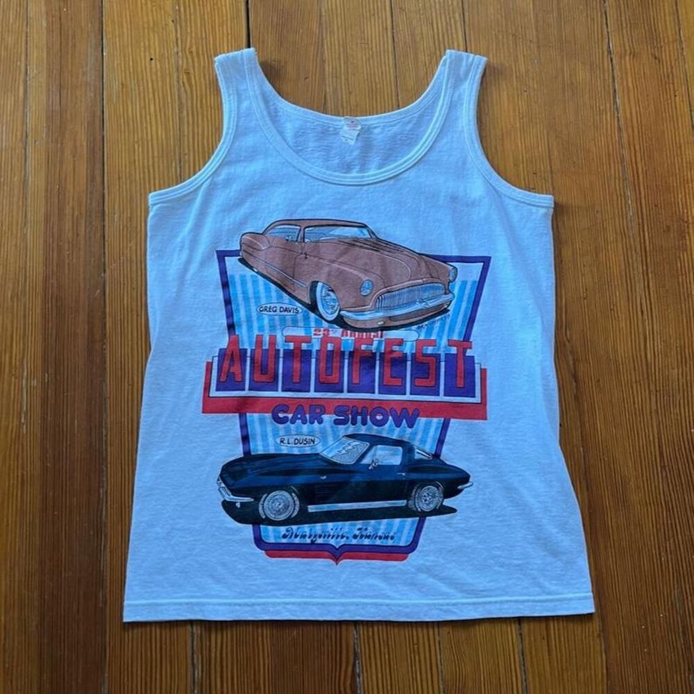 Anvil Men's White and Grey Vest